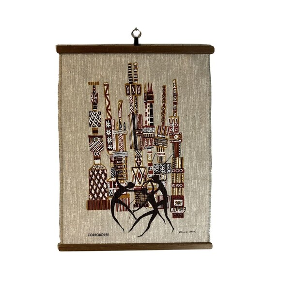 VTG 1960's Donald Clark Silk Screen Wall Hanging Australian Aboriginal Art MCM